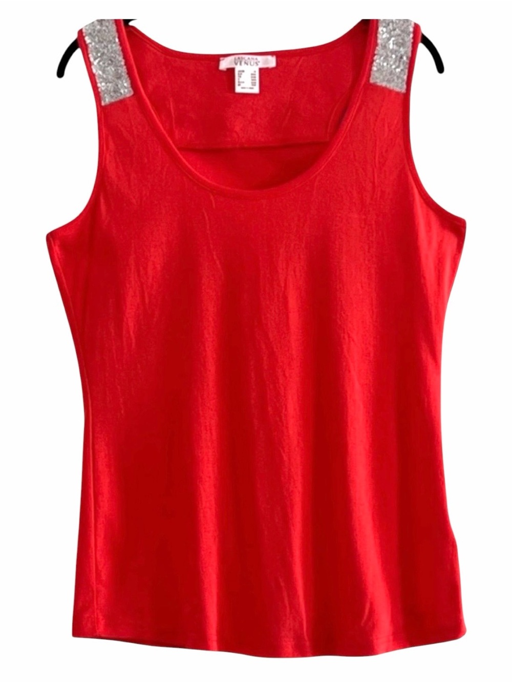 Lascana for Venus Blood Orange Sequin Tank Top Blouse Plus 1X 100% Cotton